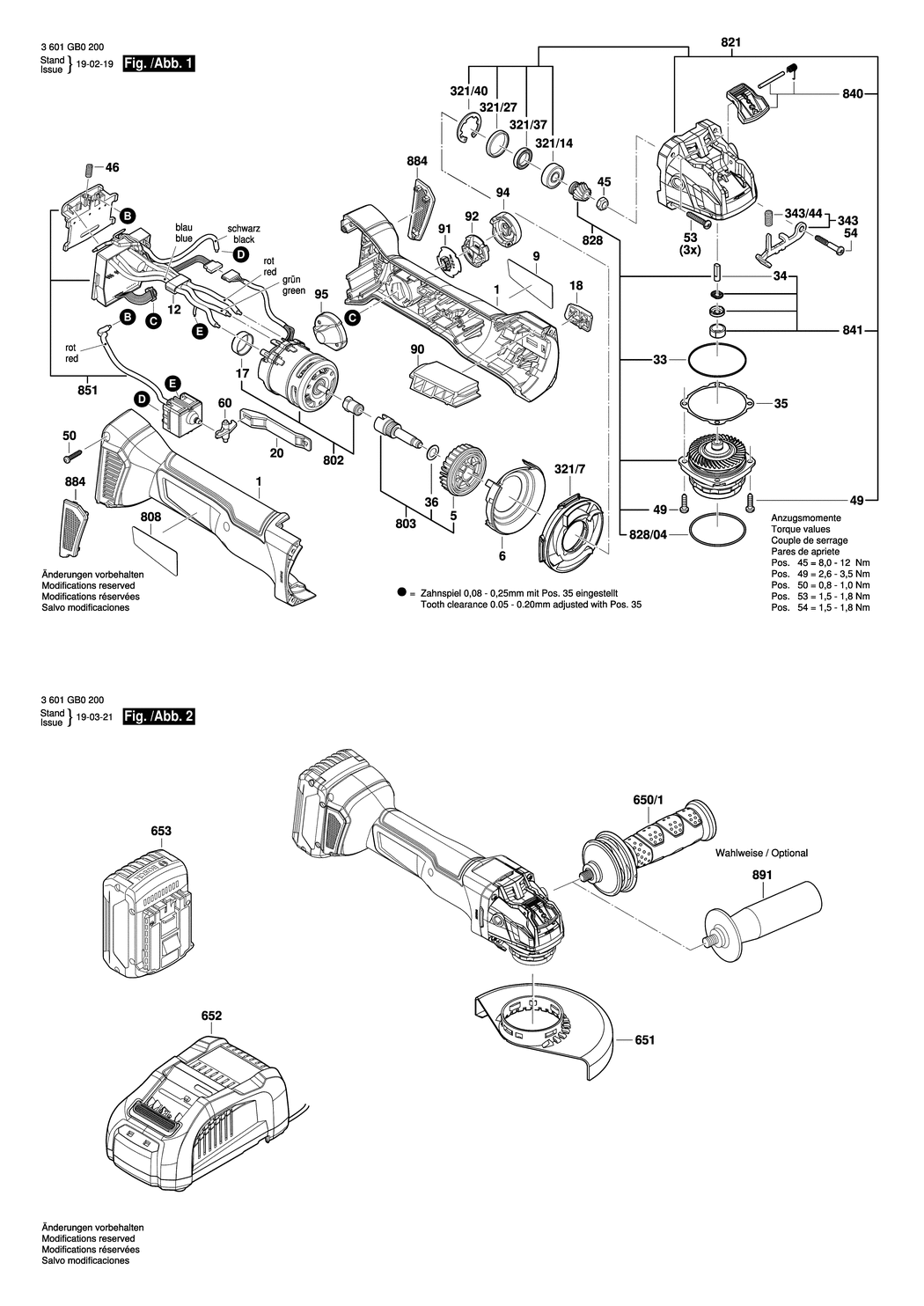 Bosch GWX 18V-10 C / 3601GB0200 / --- 18 Volt Spare Parts