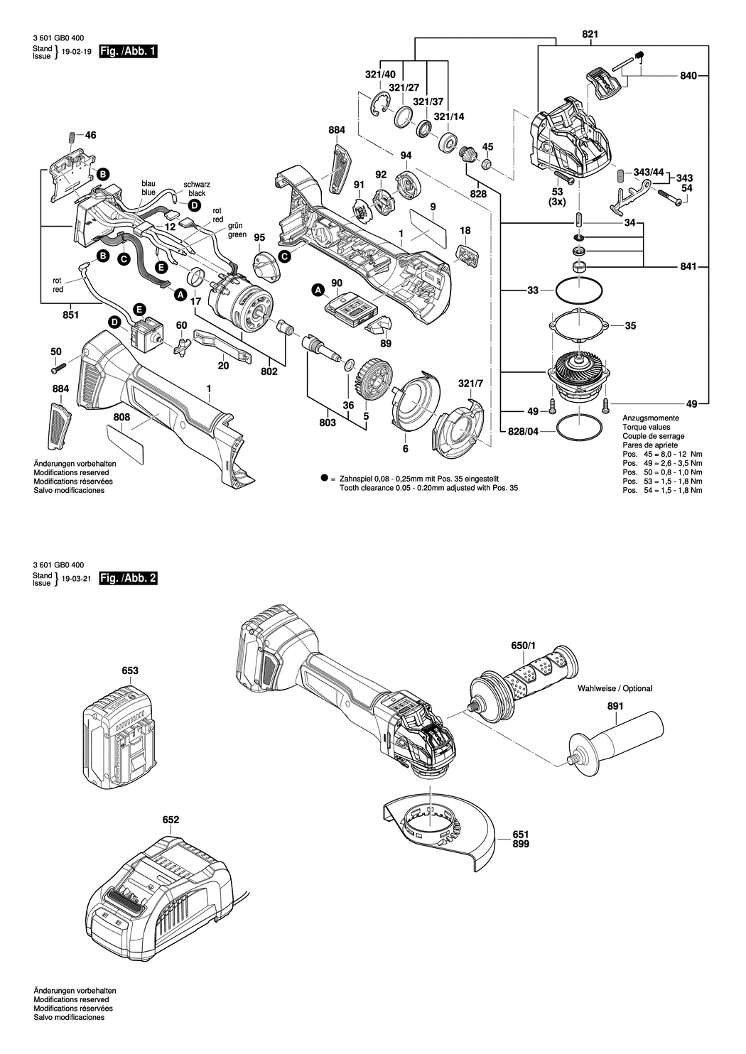 Bosch GWX18V-10 SC / 3601GB0400 / --- 18 Volt Spare Parts