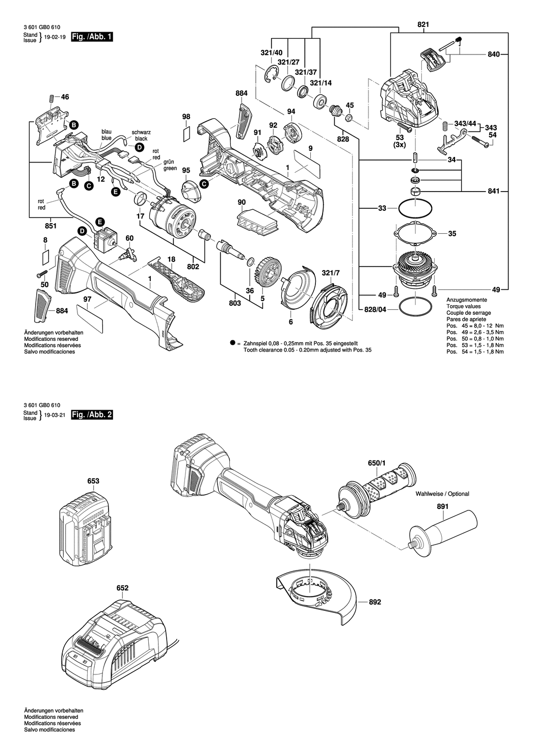 Bosch GWX18V-45PC / 3601GB0610 / --- 18 Volt Spare Parts