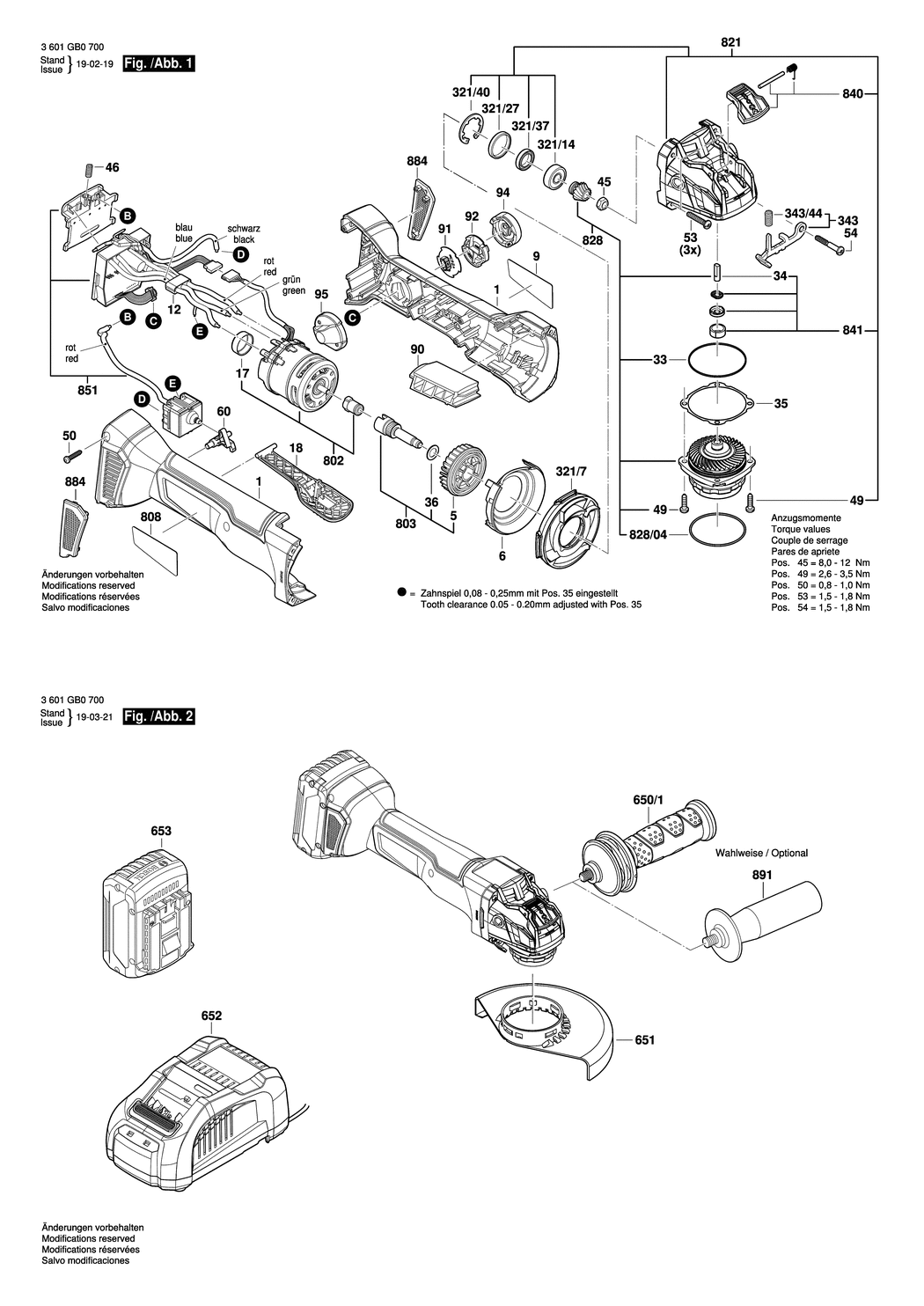 Bosch GWX 18V-10 PC / 3601GB0700 / --- 18 Volt Spare Parts