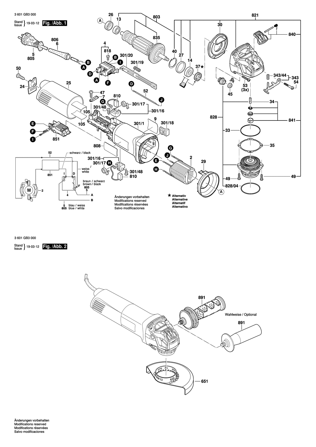 Bosch GWX 10-125 / 3601GB3000 / EU 230 Volt Spare Parts