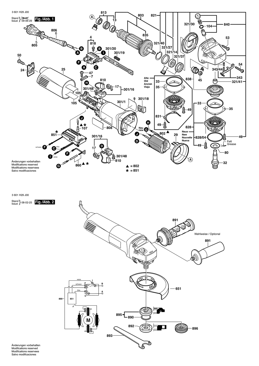 Bosch GWS 14-125 INOX / 3601H29J40 / --- 240 Volt Spare Parts