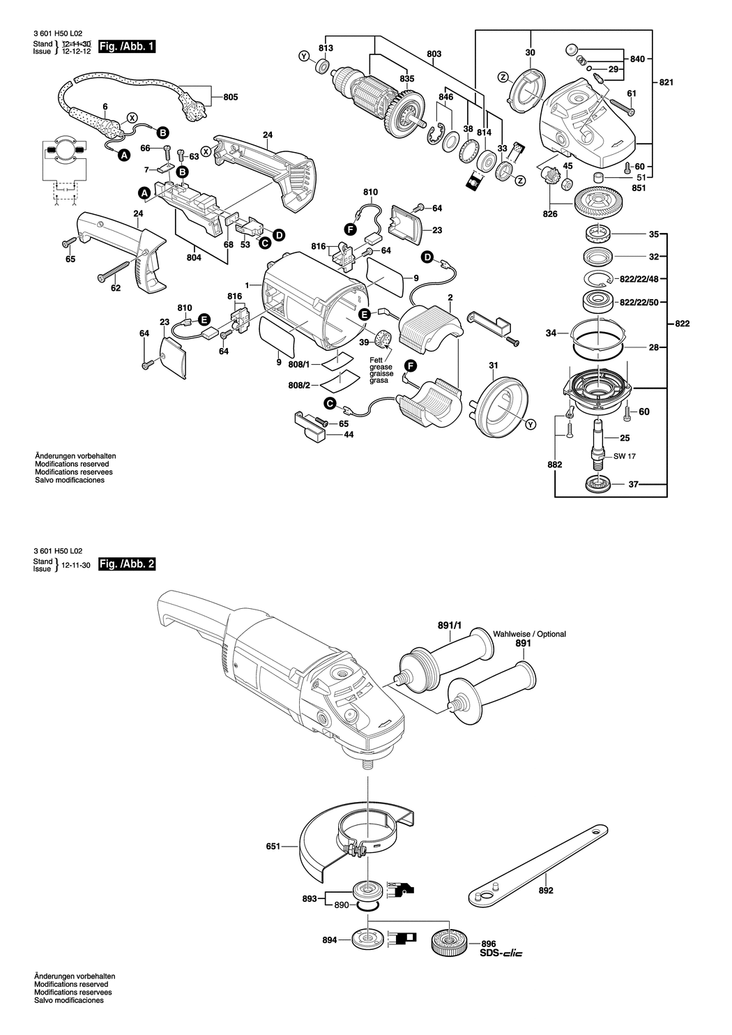 Bosch GWS 20-180 H / 3601H49L03 / EU 230 Volt Spare Parts