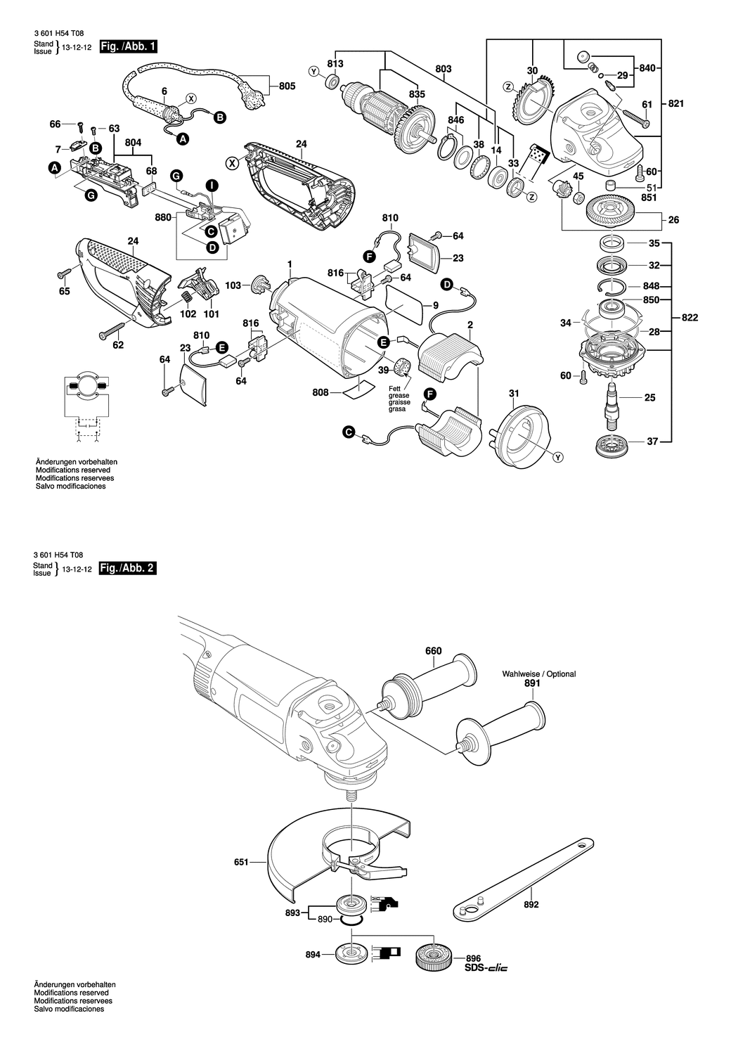 Bosch BAG 230-1 CLB / 3601H54T08 / EU 230 Volt Spare Parts