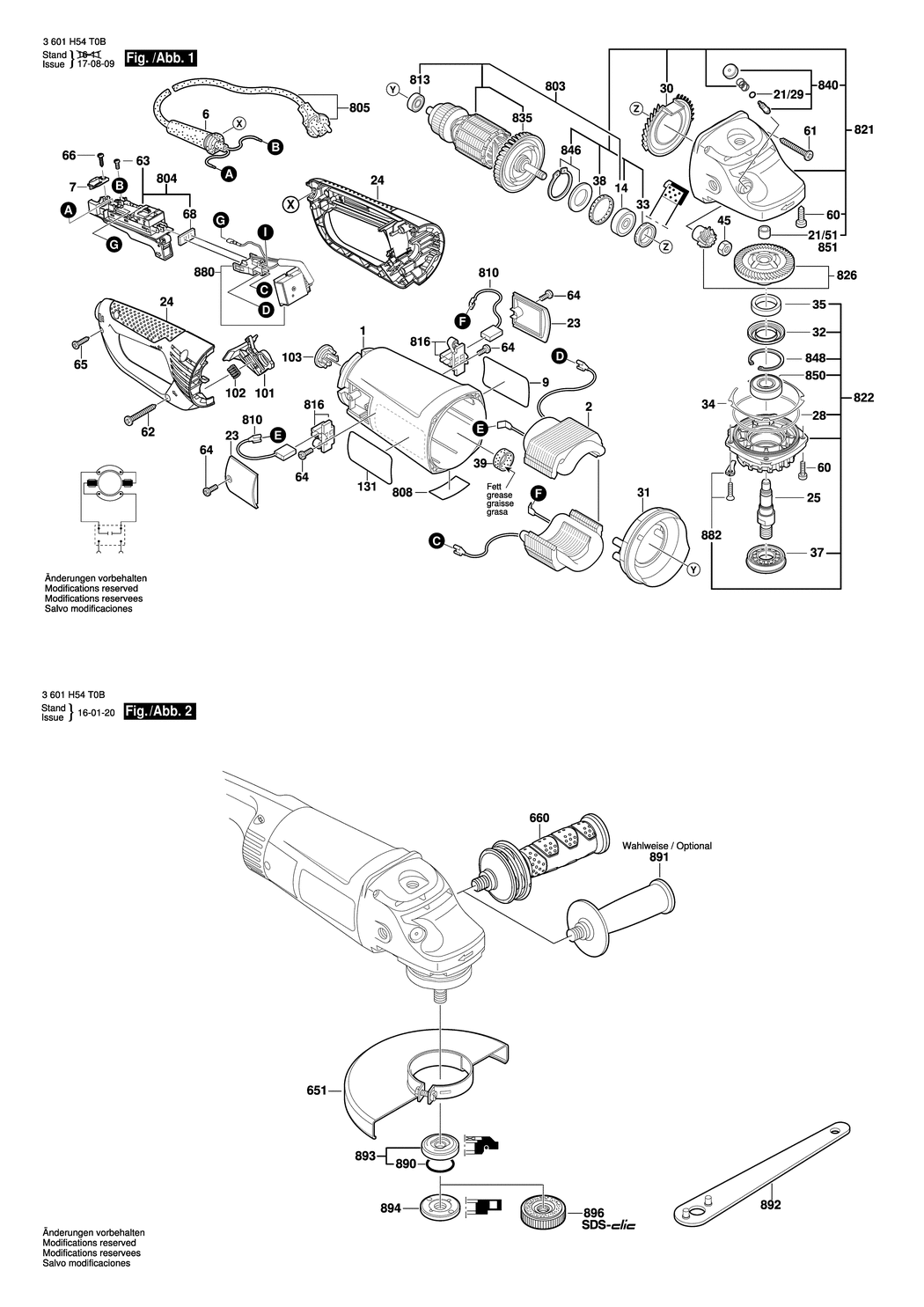 Bosch WKS 230E / 3601H54T0B / EU 230 Volt Spare Parts