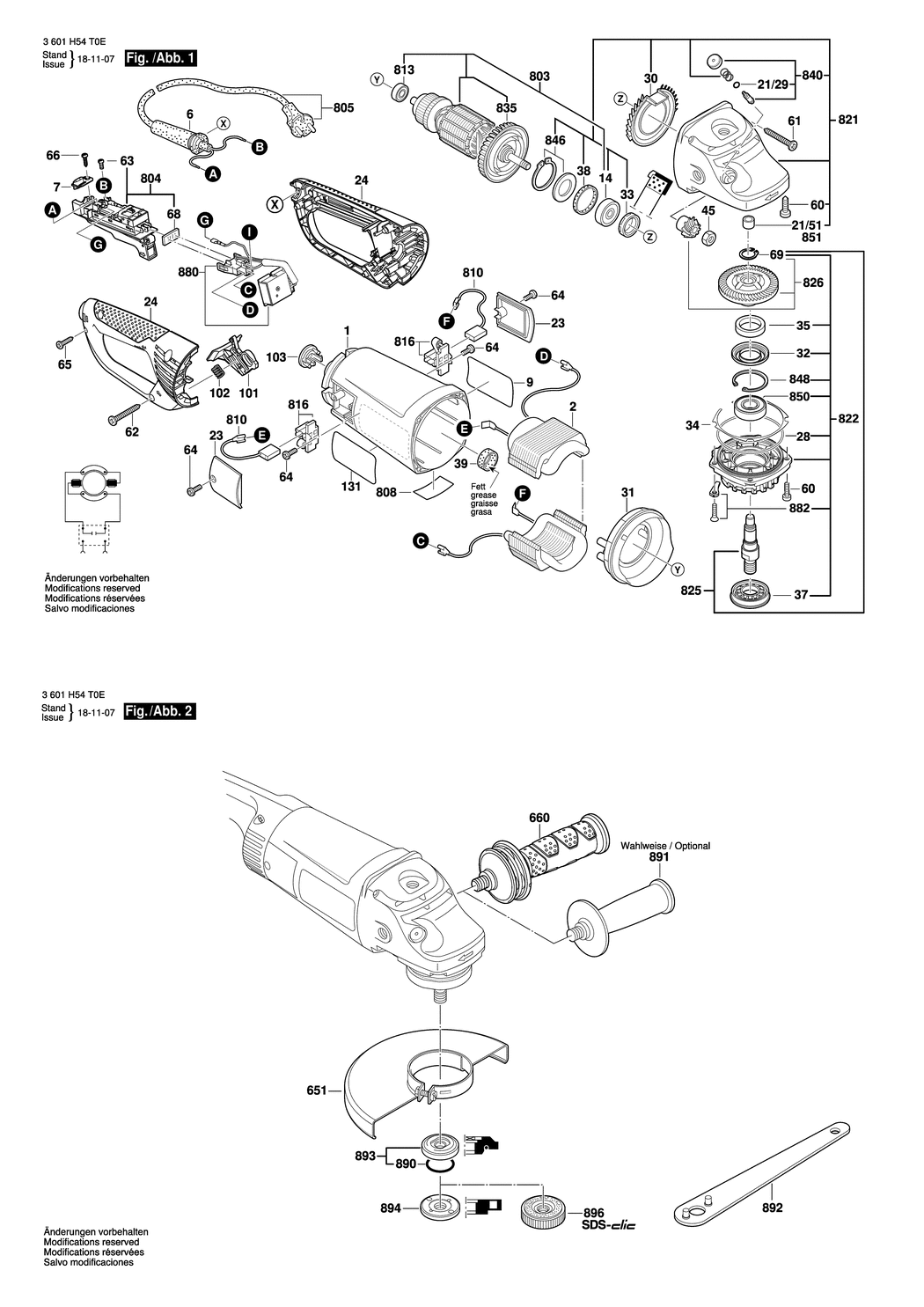 Bosch WKS 230 E / 3601H54T0E / EU 230 Volt Spare Parts