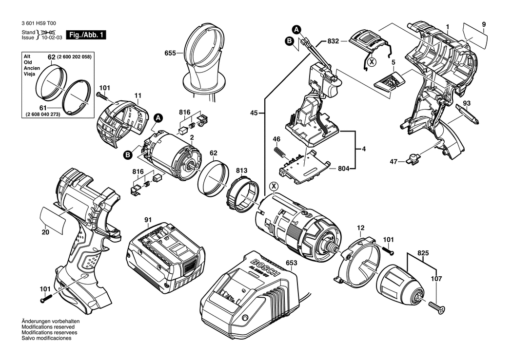 Bosch GSB 14.4 VE-2LI / 3601H59T00 / EU 14.4 Volt Spare Parts