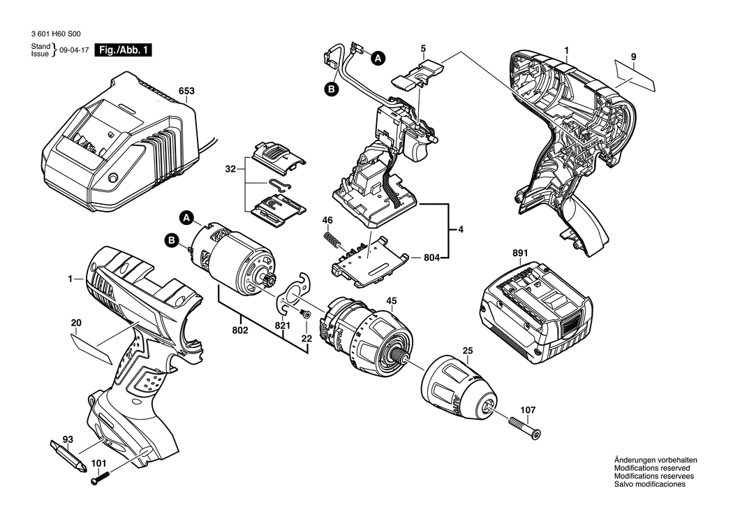 Bosch SDI 145 LI / 3601H60S00 / EU 14.4 Volt Spare Parts