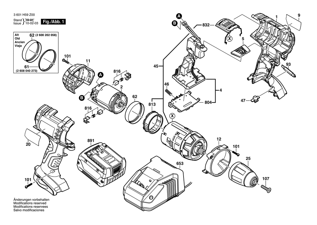 Bosch HDI 245 LI / 3601H61Z00 / EU 14.4 Volt Spare Parts