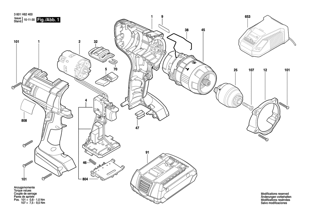 Bosch GSB 14.4 VE-2-LI / 3601H62400 / EU 14.4 Volt Spare Parts