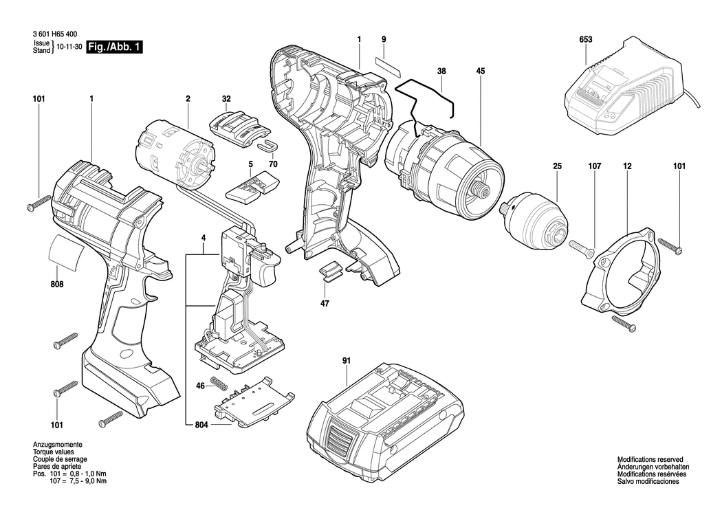 Bosch GSR 14.4 VE-2-LI / 3601H65400 / EU 14.4 Volt Spare Parts