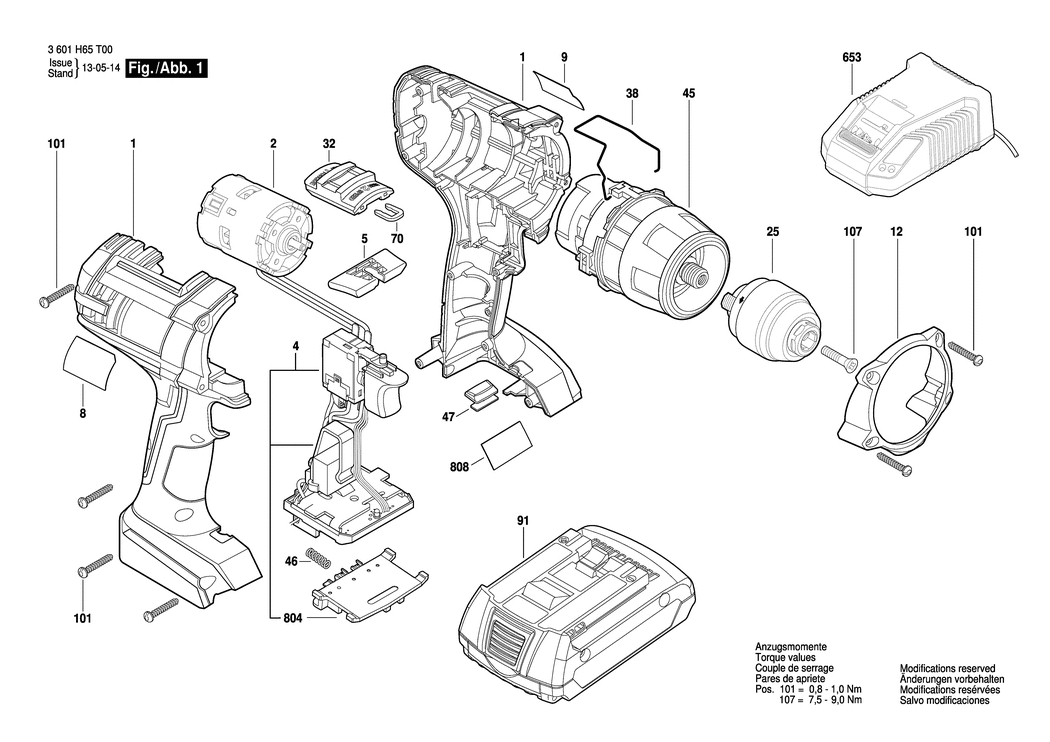 Bosch HDI 286 / 3601H65T00 / EU 18 Volt Spare Parts