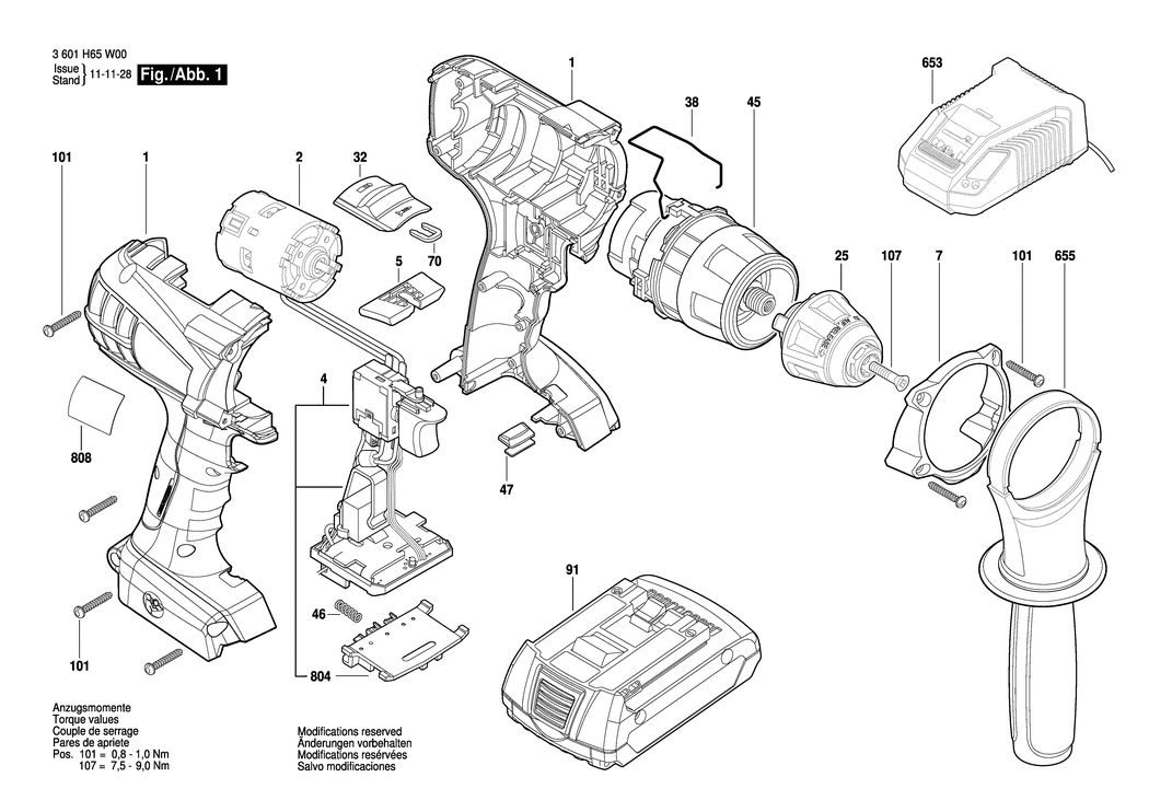 Bosch BS 18-A POWER / 3601H65W00 / EU 18 Volt Spare Parts