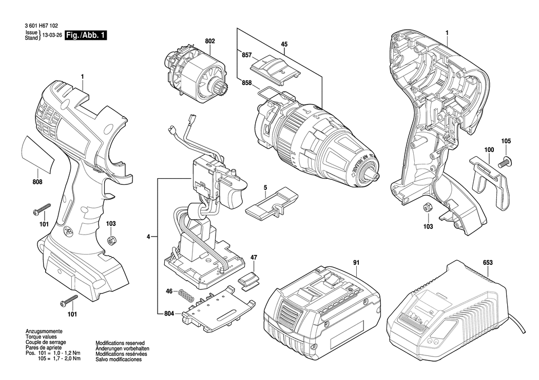 Bosch BS 18-A COMPACT COMBI / 3601H67102 / EU 18 Volt Spare Parts