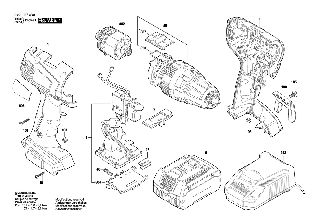 Bosch BS 18-A COMPACT COMBI / 3601H67W00 / EU 18 Volt Spare Parts