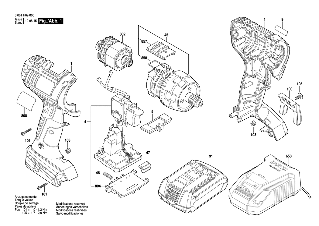 Bosch GSR 14.4 V-LI HX / 3601H69000 / EU 14.4 Volt Spare Parts