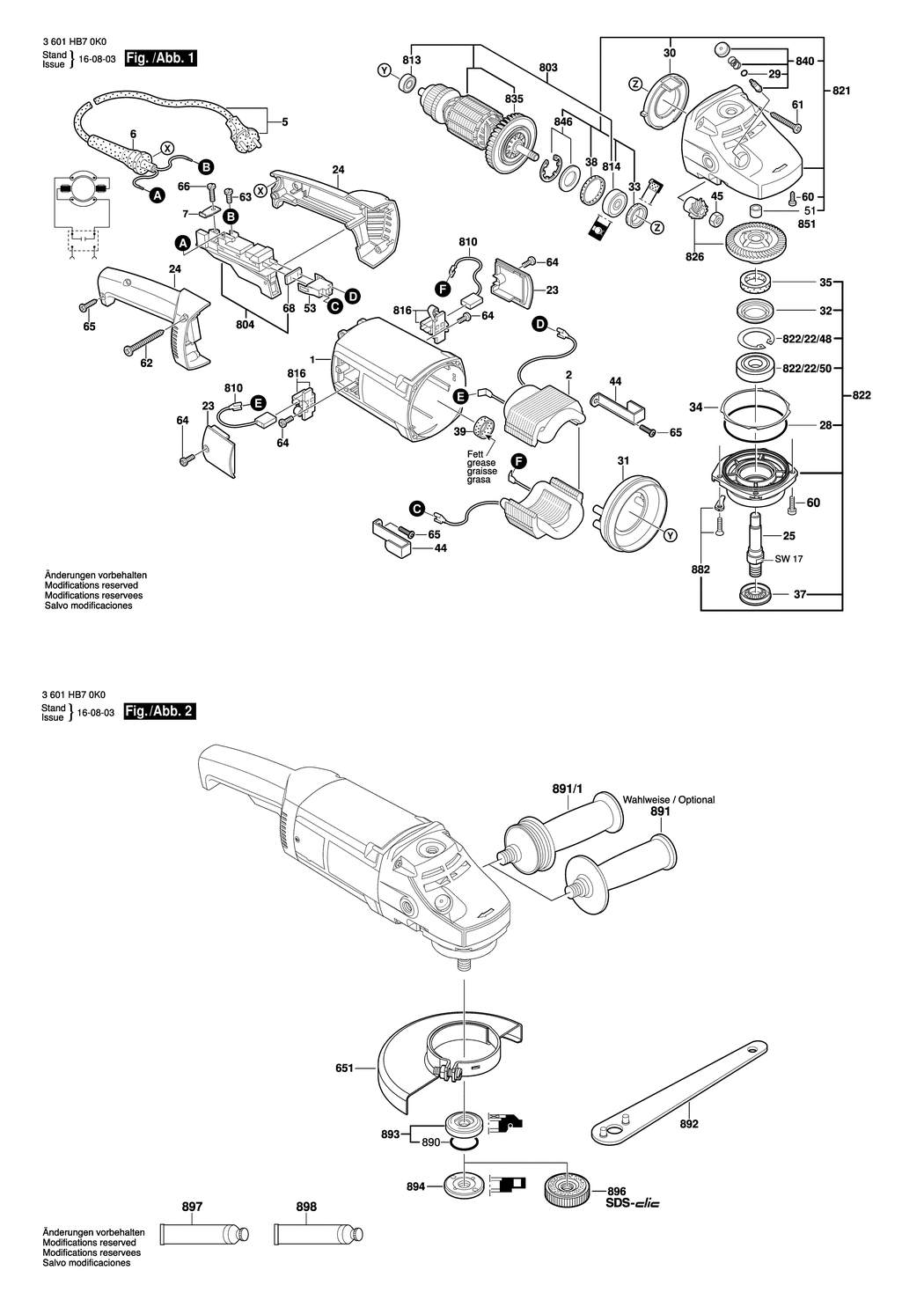 Bosch GWS 2000 / 3601HB70P0 / --- 230 Volt Spare Parts