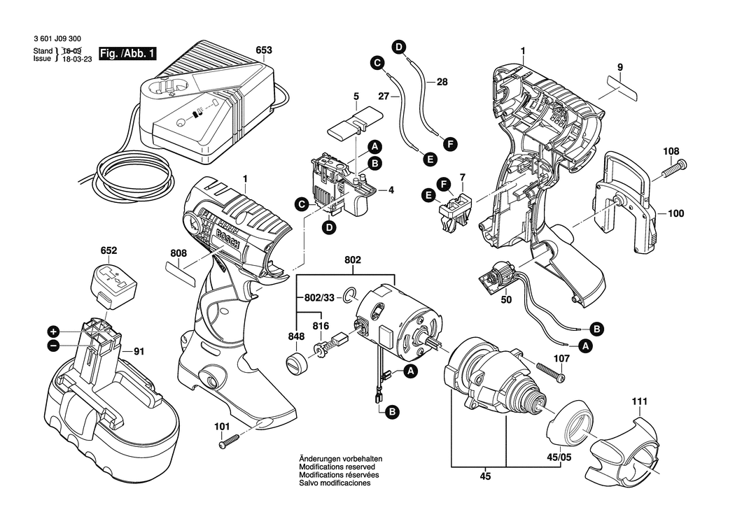 Bosch GDR 18 V / 3601J09300 / EU 18 Volt Spare Parts