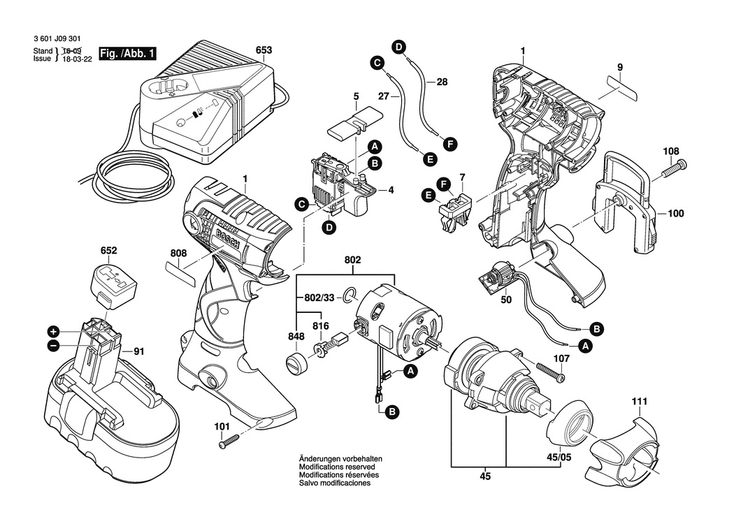 Bosch GDS 18 V / 3601J09301 / EU 18 Volt Spare Parts