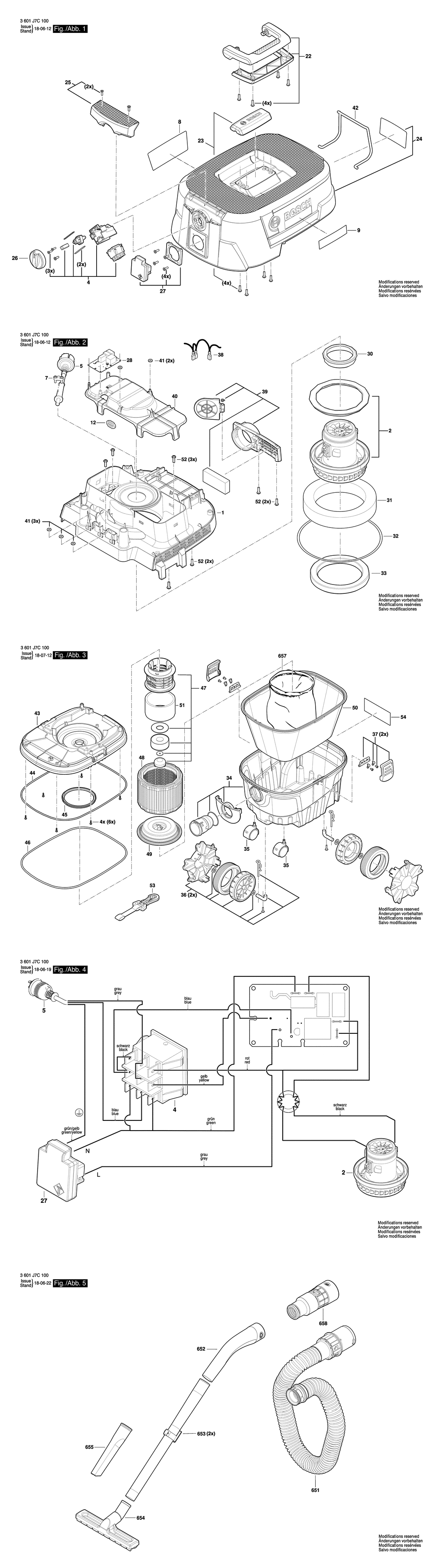 Bosch GAS 12-25PS / 3601J7C100 / EU 230 Volt Spare Parts