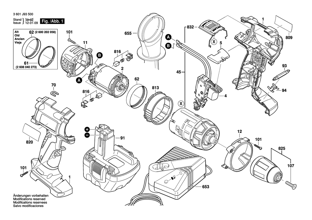 Bosch GSR 12 VE-2 / 3601J93500 / EU 12 Volt Spare Parts