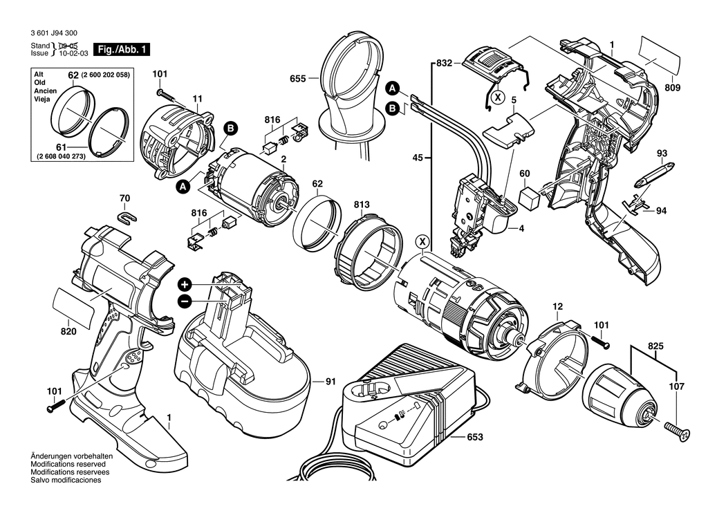 Bosch GSB 18 VE-2 / 3601J94300 / EU 18 Volt Spare Parts