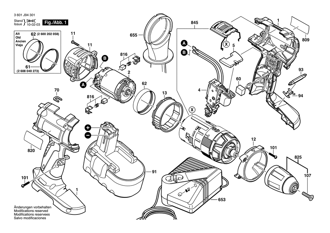 Bosch GSB 18 VE-2 / 3601J94301 / EU 18 Volt Spare Parts