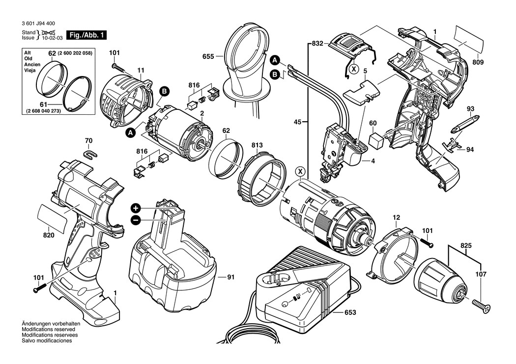 Bosch GSB 14.4 VE-2 / 3601J94400 / EU 14.4 Volt Spare Parts