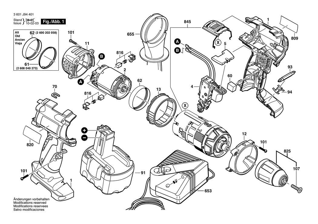 Bosch GSB 14.4 VE-2 / 3601J94401 / EU 14.4 Volt Spare Parts