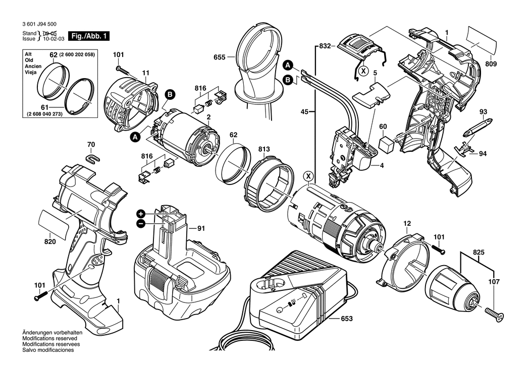 Bosch GSB 12 VE-2 / 3601J94500 / EU 12 Volt Spare Parts