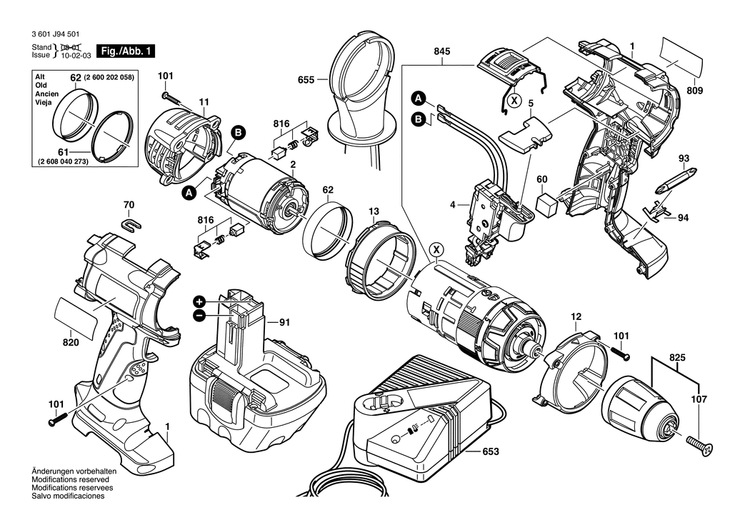 Bosch GSB 12 VE-2 / 3601J94501 / EU 12 Volt Spare Parts