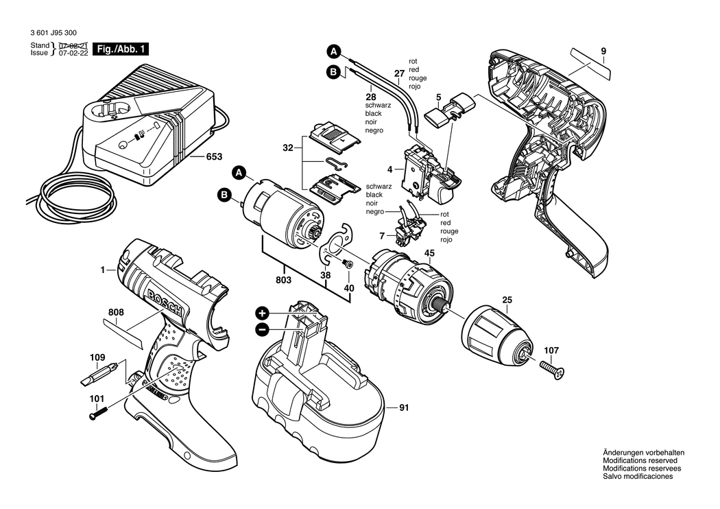 Bosch GSR 18 V / 3601J95300 / EU 18 Volt Spare Parts