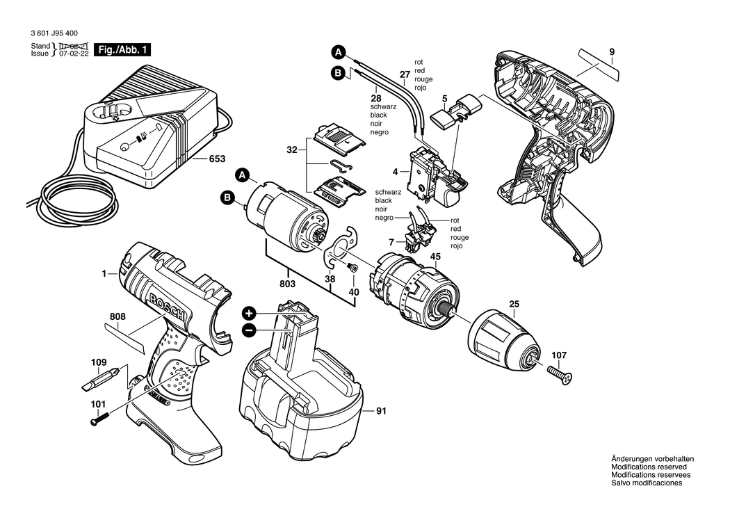 Bosch GSR 14.4 V / 3601J95400 / EU 14.4 Volt Spare Parts