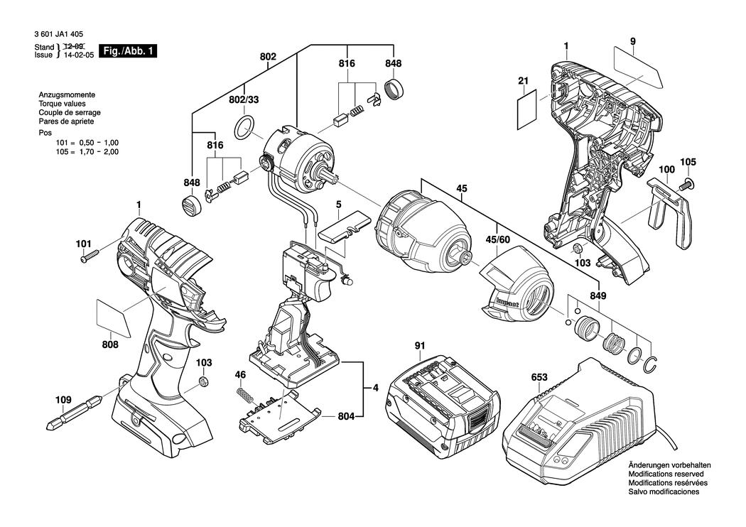 Bosch ASS 14-1/4 / 3601JA1405 / EU 14.4 Volt Spare Parts