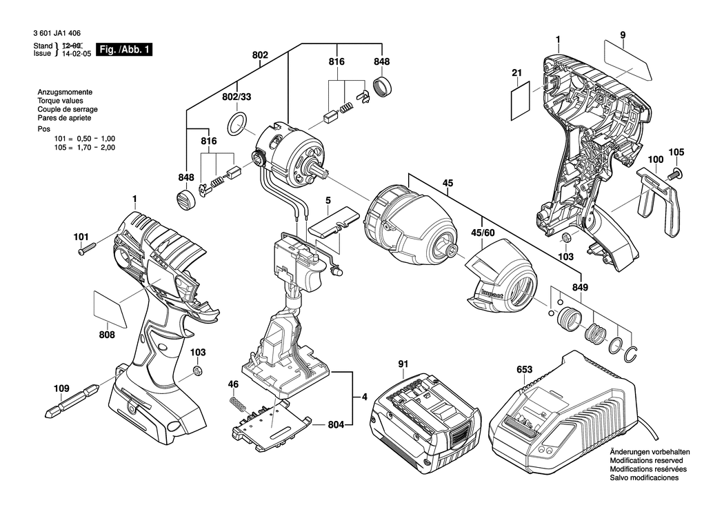 Bosch ASS 14-1/4 / 3601JA1406 / EU 14.4 Volt Spare Parts