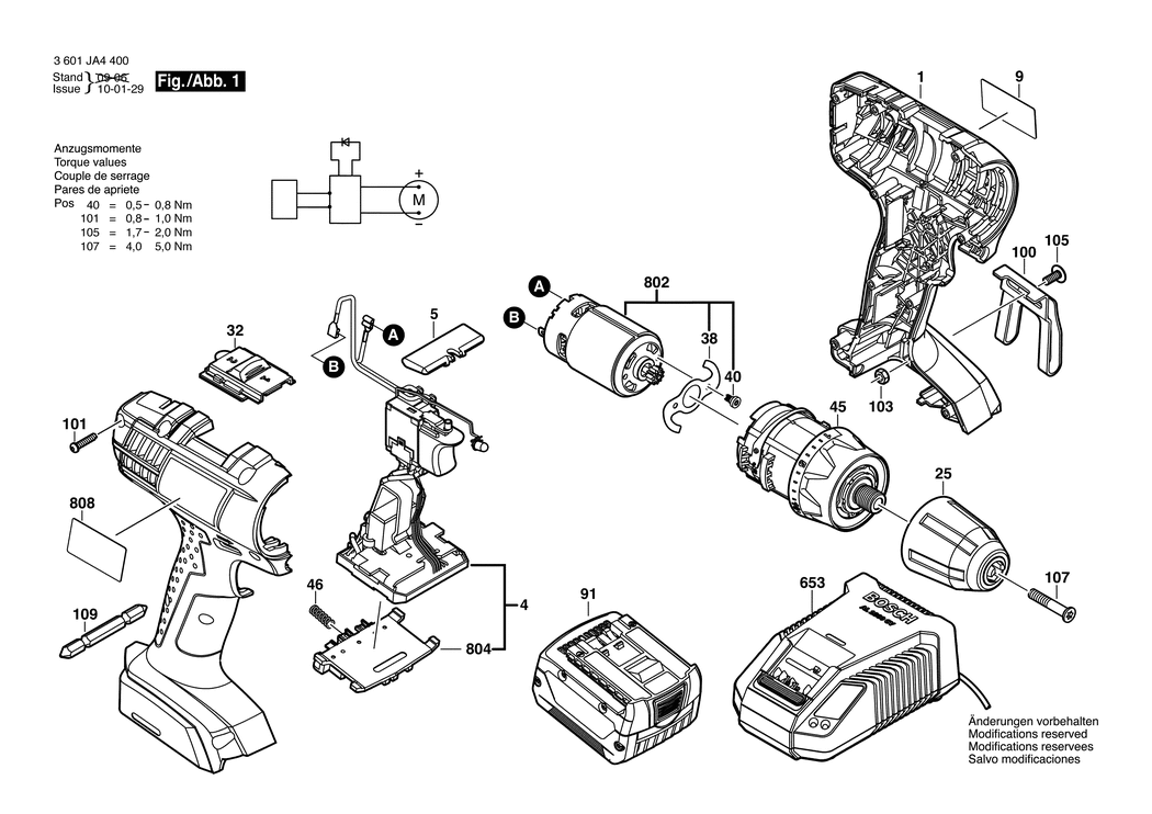 Bosch GSR 14.4-2-LI / 3601JA44H0 / --- 14.4 Volt Spare Parts