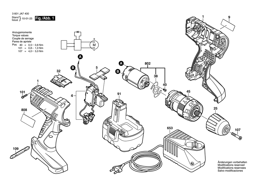 Bosch GSB 14.4-2 / 3601JA7400 / EU 14.4 Volt Spare Parts