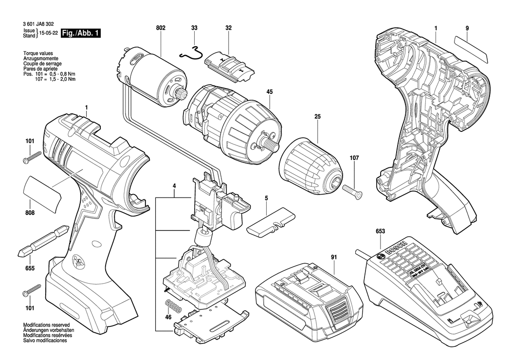 Bosch GSR 18V / 3601JA8302 / --- 18 Volt Spare Parts