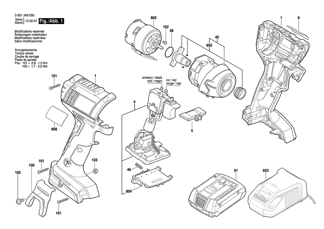 Bosch GDR 14.4-LI / 3601JA9000 / EU 14.4 Volt Spare Parts