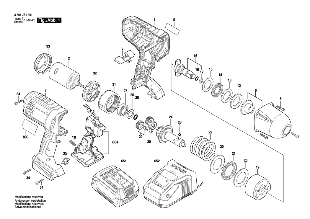 Bosch GDS 18 V-LI HT / 3601JB1301 / EU 18 Volt Spare Parts