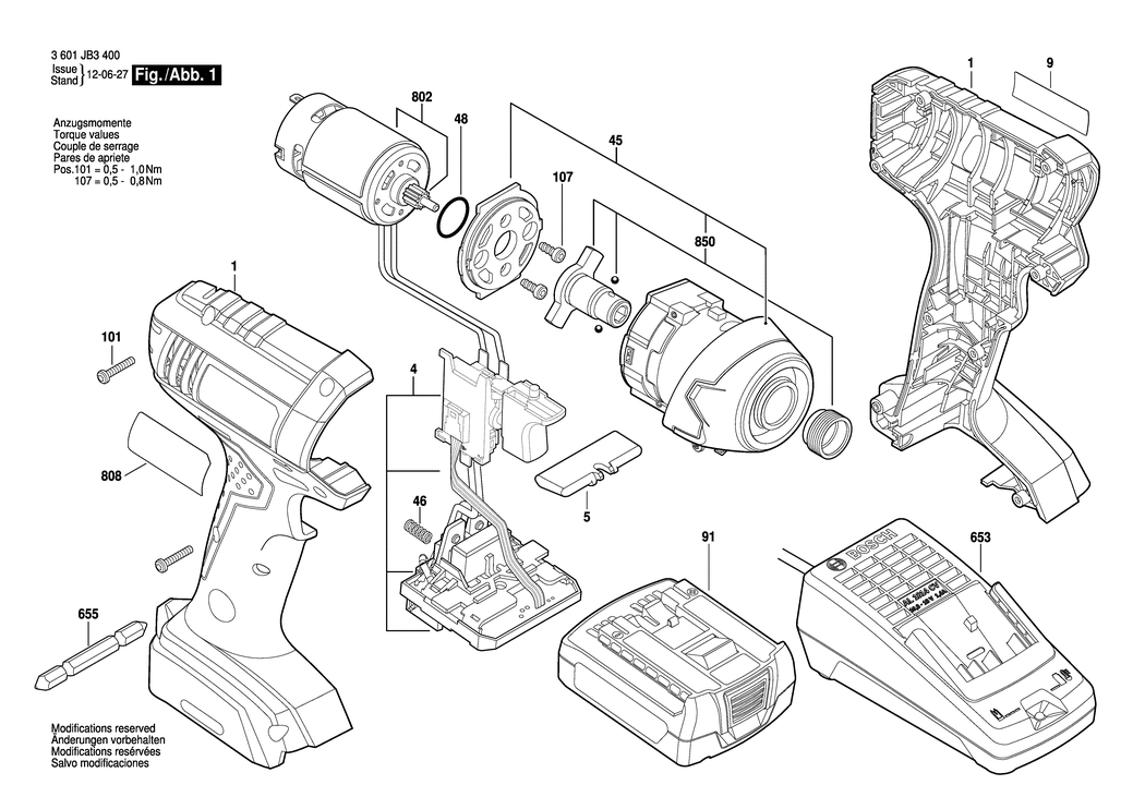 Bosch GDR 1440-LI / 3601JB3400 / EU 14.4 Volt Spare Parts