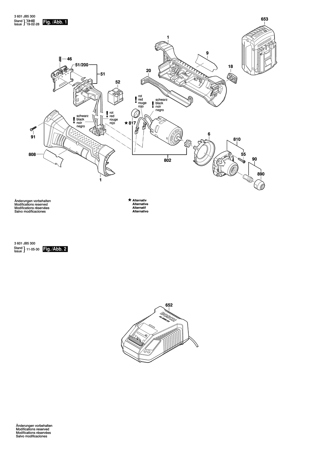 Bosch GGS 18 V-LI / 3601JB5300 / EU 18 Volt Spare Parts