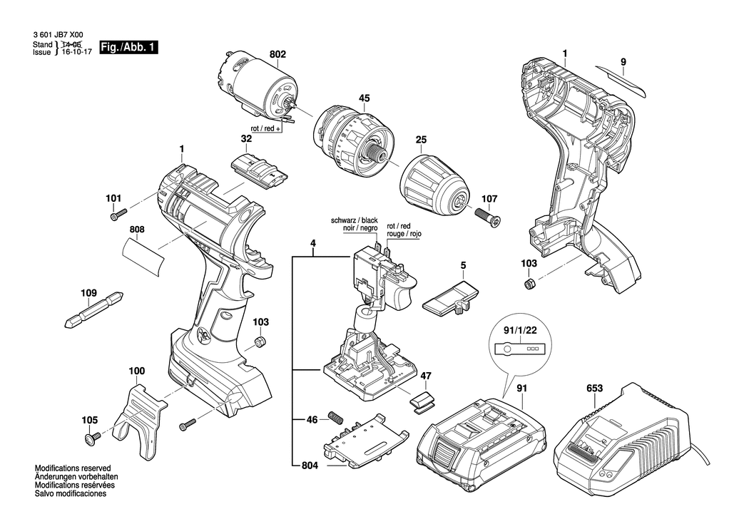 Bosch BS 14-A LIGHT Edition / 3601JB7X01 / EU 14.4 Volt Spare Parts