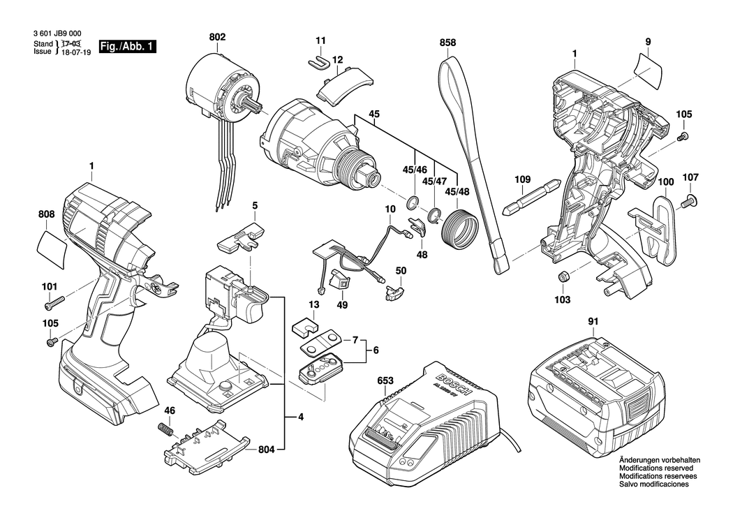 Bosch GDX 14.4 V-EC / 3601JB9000 / EU 14.4 Volt Spare Parts