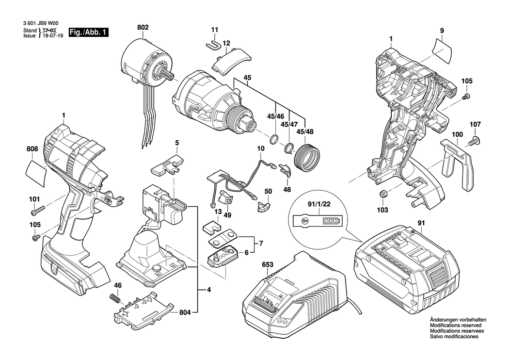 Bosch ASS 18-A EC COMBI / 3601JB9W00 / --- 18 Volt Spare Parts