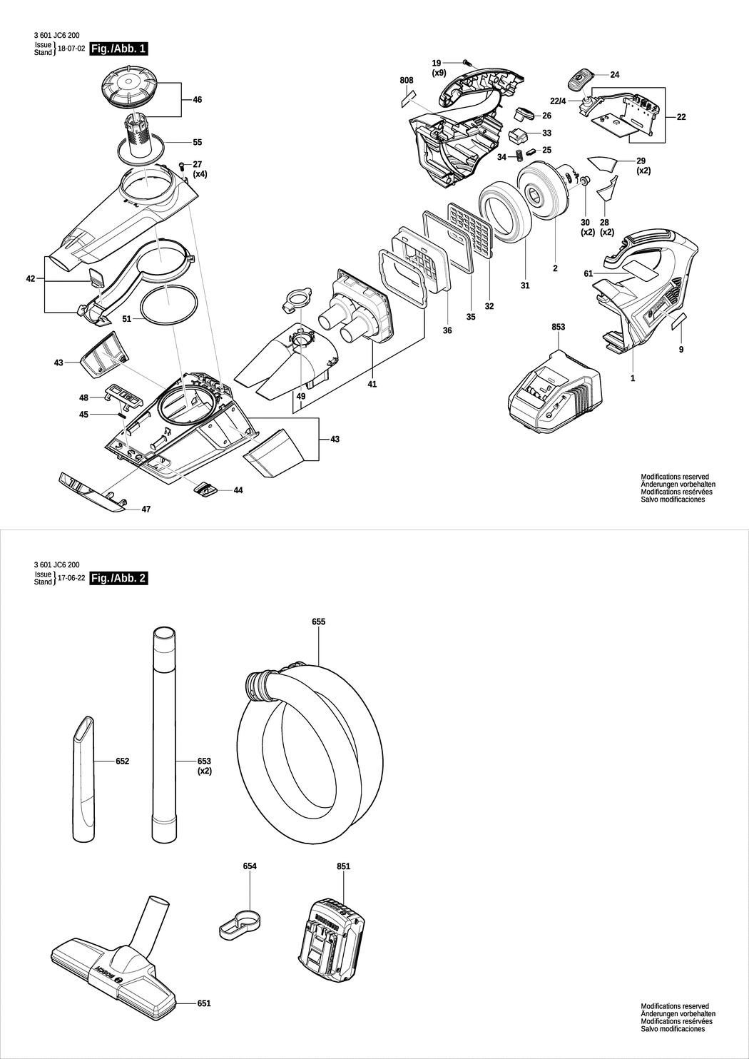 Bosch GAS 18V-1 / 3601JC6200 / EU 18 Volt Spare Parts