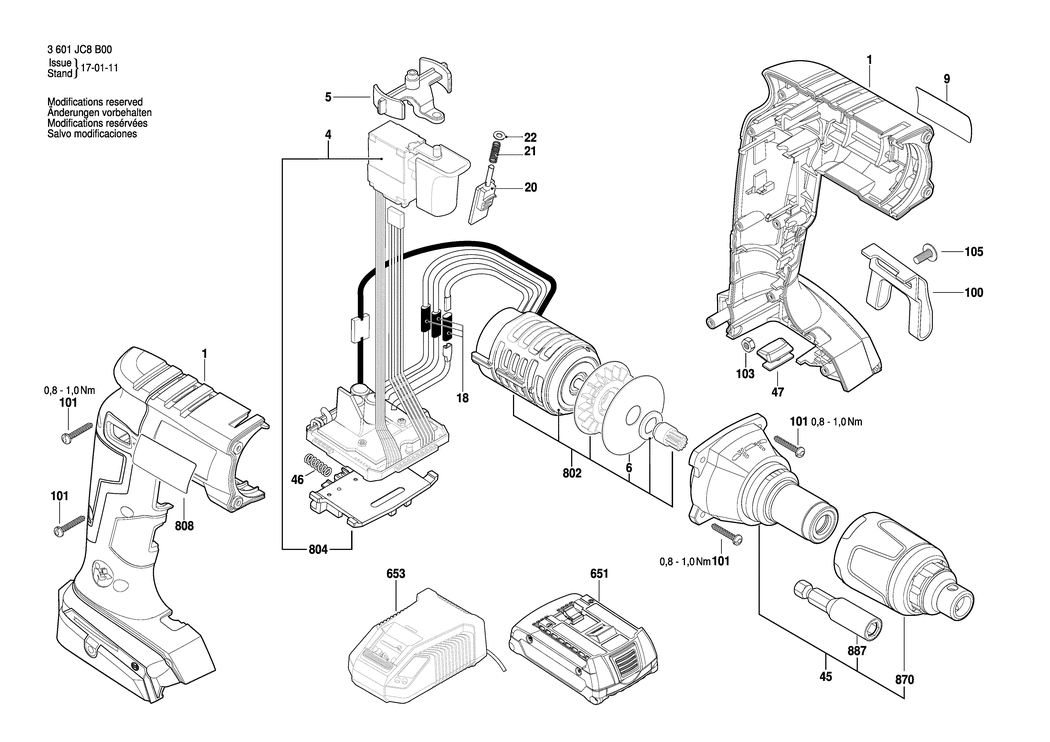 Bosch BACDW BL / 3601JC8B00 / EU 18 Volt Spare Parts