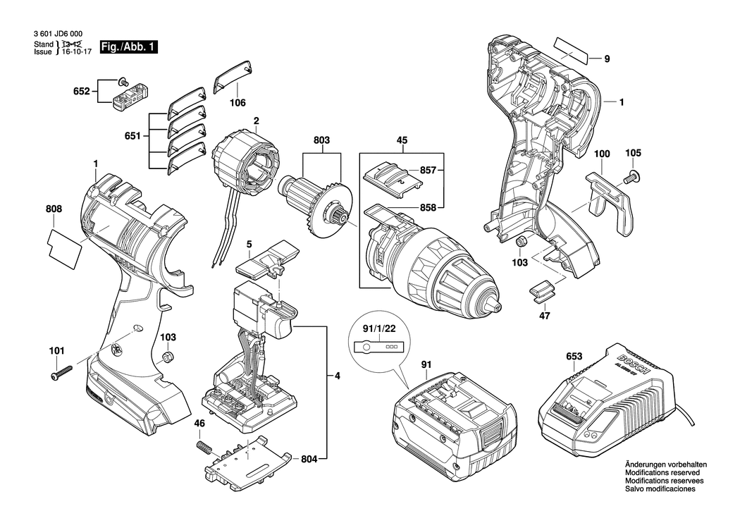 Bosch GSR 14.4 V-EC / 3601JD6000 / EU 14.4 Volt Spare Parts