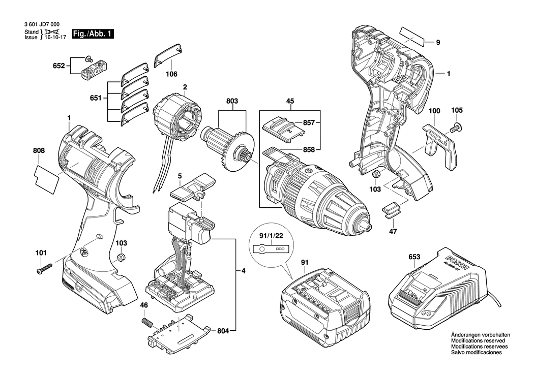 Bosch GSB 14.4 V-EC / 3601JD7000 / EU 14.4 Volt Spare Parts