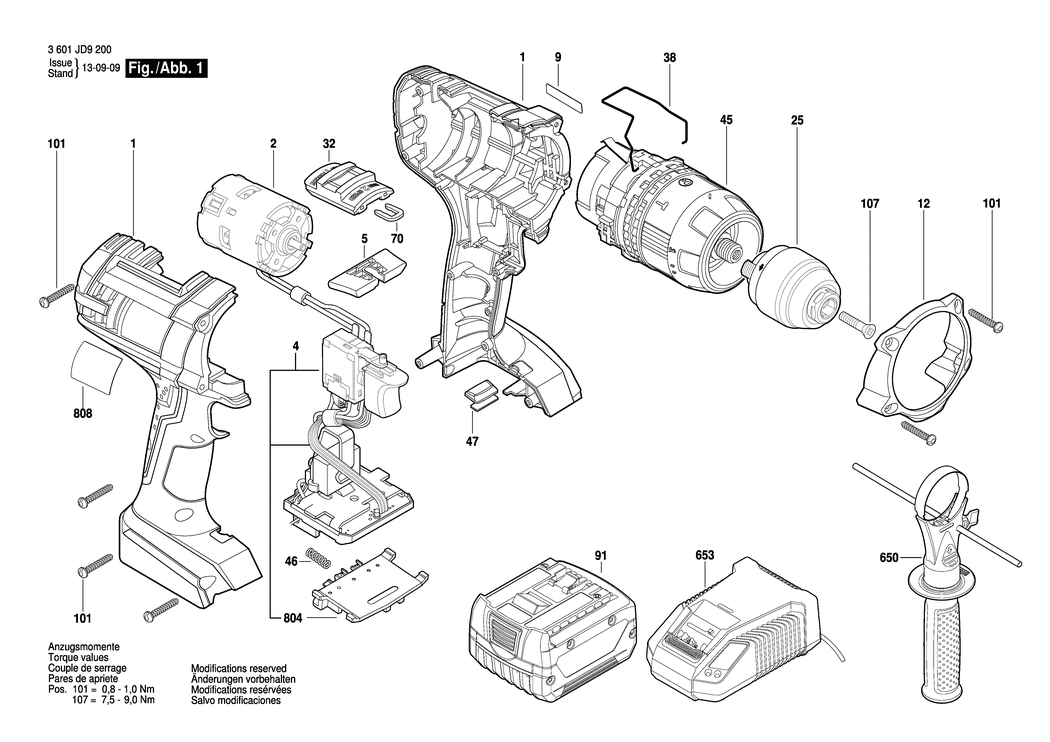 Bosch GSB 14.4 VE-2-LI / 3601JD9200 / EU 14.4 Volt Spare Parts